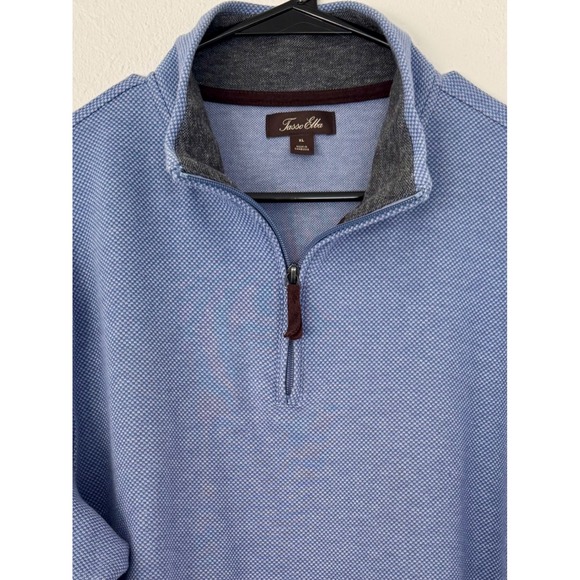 Tasso Elba Mens XL Blue Quarter Zip Pullover Sweater Long Sleeve - Picture 1 of 9